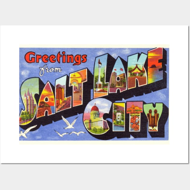 Greetings from Salt Lake City, Utah - Vintage Large Letter Postcard Wall Art by Naves